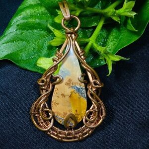 Maligano Jasper Wire Wrapped Pendant Necklace